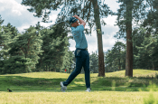 Piers Ward swinging golf club on golf course
