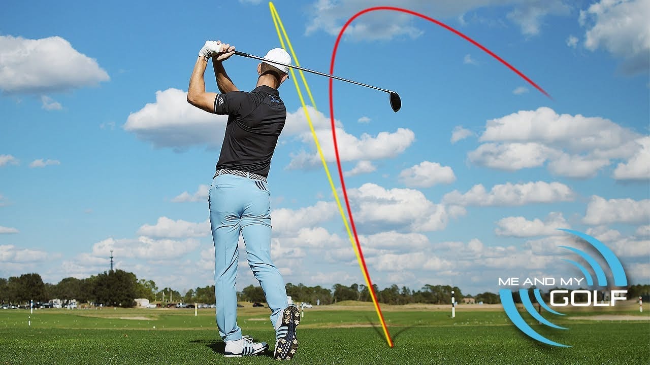 Picture of Andy Proudman with golf ball trajectory showing slice