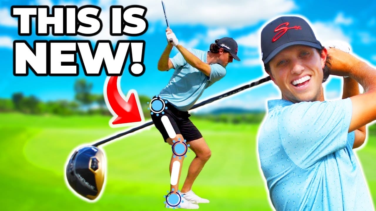 Image of a golfer swinging a golf club with the words "this is new.